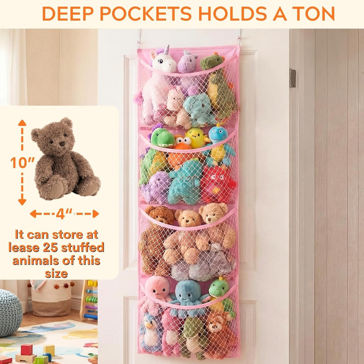Ofiray-home Cotton Over The Door Stuffed Animal Storage
