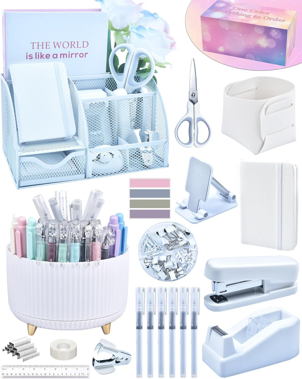 White Desk Accessories 21-Piece Office Supplies Gift Set