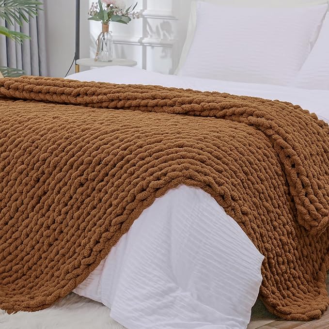 Bigacogo Chunky Knit Throw Blanket by Bigacogo