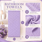 4 Pack Boho Hand Towel for Bathroom Kitchen, Light Purple