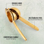 Zulay Kitchen Lemon Squeezer Stainless Steel - Premium Quality, Heavy Duty Solid Metal Squeezer Bowl - Large Manual Citrus Press Juicer and Lime Squeezer Stainless Steel - Gold