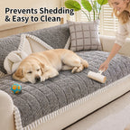 Chenille Dog Couch Cover, Non Slip Sofa Protector, Dark Gray 35"x62"