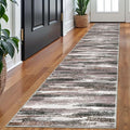 Lansny Modern Abstract Runner Rug 2x10, Dark Light Brown White Washable Long by lansny