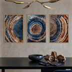 DRACIT Colorful Tree Rings Framed Canvas Wall Art Set,Abstract Blue and Brown Wood Grain Wall Decor,Nature Modern Annual Ring Texture Artwork for Living Room,Bedroom-16 x24 x3