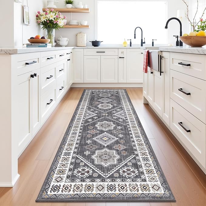 HEBE Washable Kitchen Rugs Runner 2'x 6', Non Slip Hallway Runner Rug, Low Pile - Image 9