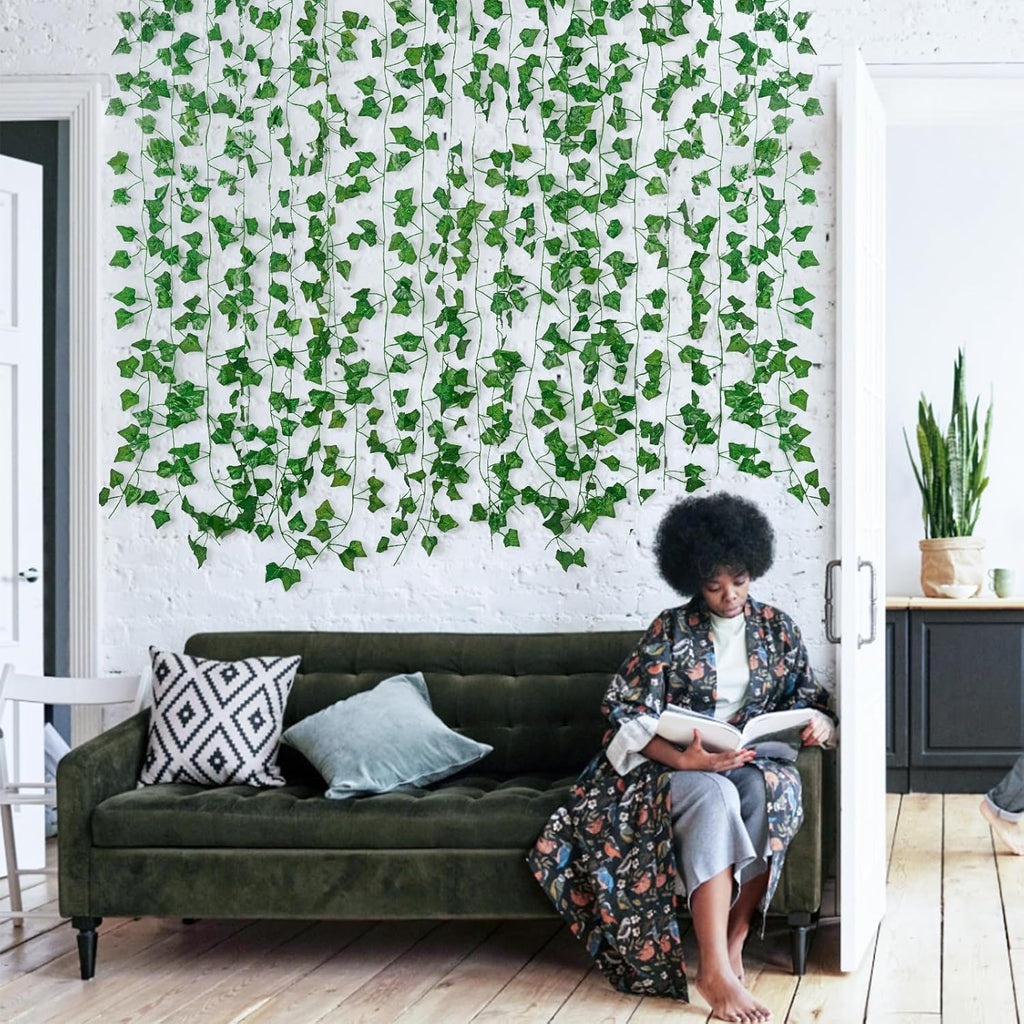 Freyalife Fake Vines for Room Decor(48Pack336Ft) Aesthetic Artificial Plant Ivy Leaves Hanging Greenery Garlands for Home Bedroom Wall Wedding Christmas Party Office patio Indoor, Outdoor Garden Décor