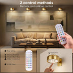 4-Pack Picture Lights for Wall, Rechargeable Cordless Poster Lights, Gold