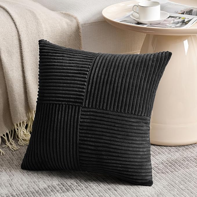 Fancy Homi 2 Packs Black Euro Decorative Throw Pillow Covers 26x26 Inch - Image 2