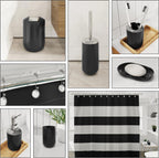 Clara Clark Bathroom Set - Black Bathroom Accessories Set, 20PC Bathroom Accessory Set, Shower Curtain Set, Soap Dispenser, Toilet Brush, & Trash Can