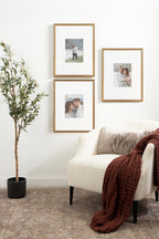 Kate and Laurel Adlynn Wall Picture Frame Set, 16" x 20" matted to 8" x 10", Gold, Set of 3