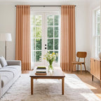 Peach Quartz Linen Curtains 102 Inch Length 2 Panels Back Tab Rod Pocket Semi - Image 7