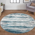 KOZYFLY Modern Abstract Round Area Rug 5Ft, Washable Kitchen Rug Non-Slip Soft by KOZYFLY