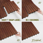 Acacia Wood Interlocking Deck Tiles, Patio & Backyard Tile, 12 in, 9 PCS