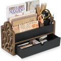Desk Organizer with Drawer Wood File Office Mail Organizer Countertop