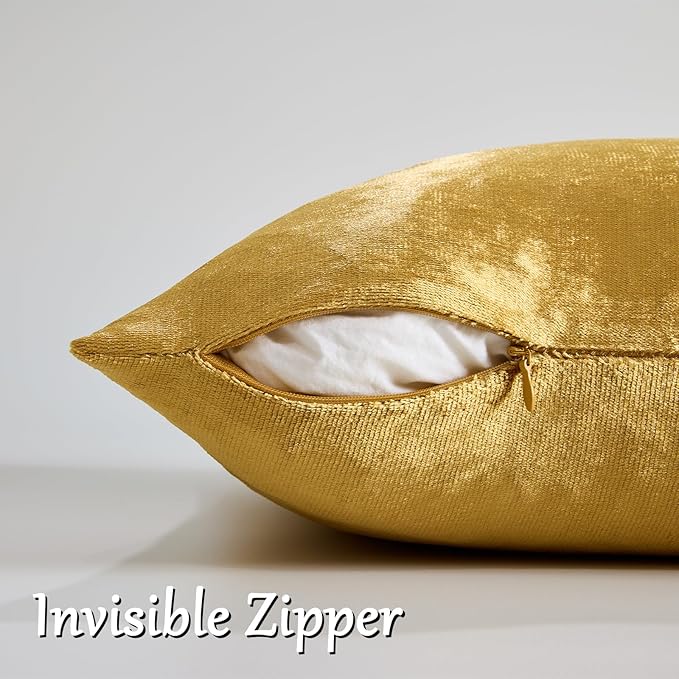 GIGIZAZA Gold Velvet Decorative Throw Pillow Covers, 18x18 Pillow Covers - Image 4