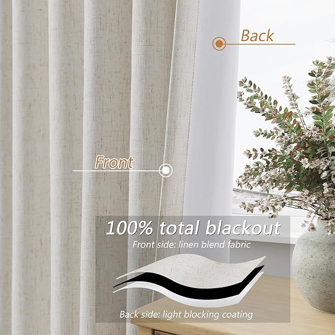 Guken 100% Blackout Boho Curtains 80 Inch Long 2 Panels Set - Image 4