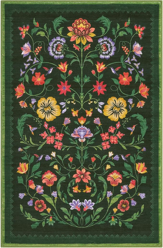 GarveeHome Protea Floral Rug for Entryway 2x3 Rugs Machine Washable Boho Small - Image 4