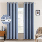 MIULEE Linen Texture Curtains for Bedroom Solid 100% Blackout Thermal Insulated by MIULEE