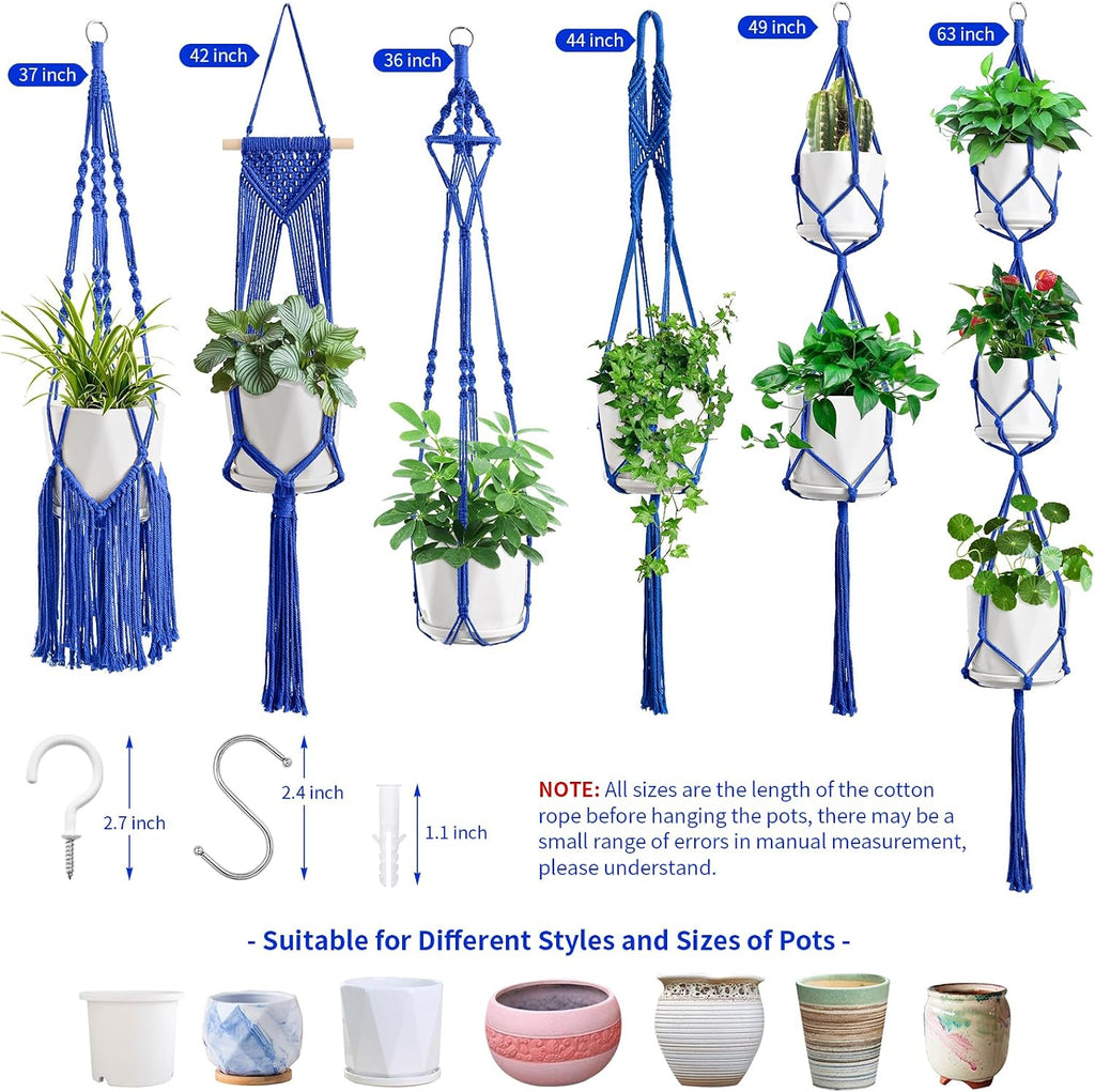 SFENNGPET Macrame Plant Hangers, 6Pack Hanging Planters for Indoor Plants