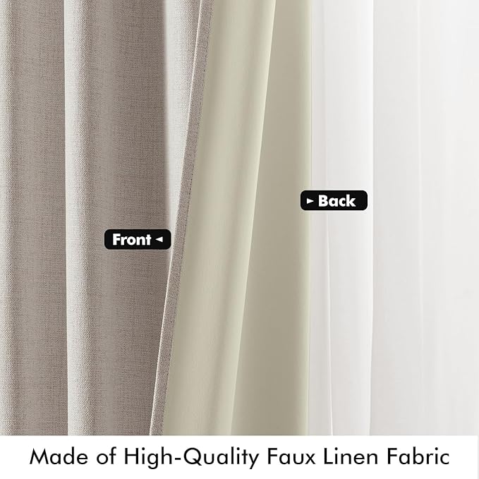 MIULEE 90 Inch Long 100% Blackout Linen Curtains - Image 6