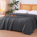 Amazon Basics Cooling Comforter, Soft Lightweight Waffle Weave Blanket for Hot Sleepers, Summer & All Season Bedding to Keep Cool for Night Sweats, 68"x90", Twin, Dark Gray