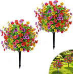 Artificial Flowers for Outdoors, 22 Inch Faux Topiary Ball Plants, 2 Pack