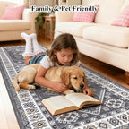 HEBE Washable Kitchen Rugs Runner 2'x 8', Non Slip Hallway Runner Rug, Low Pile - Image 3