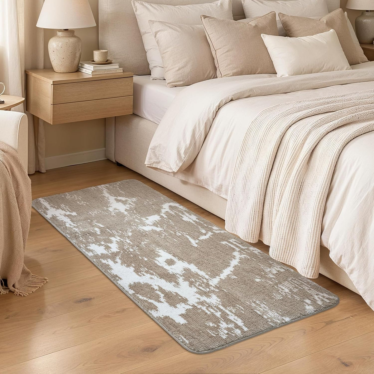 MatEssenz 2'x4' Washable Area Rugs, Small Fluffy Rug Carpet, Taupe/Ivory