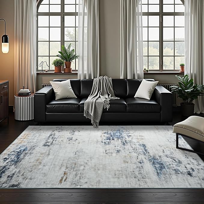 Toneed Abstract Area Rug 8x10 Modern Washable Rug Soft Non Slip Rug Low Pile by Toneed