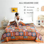MSGKV Boho Throw Blanket 90''x98'' 100% Cotton Spring Blanket - Image 4