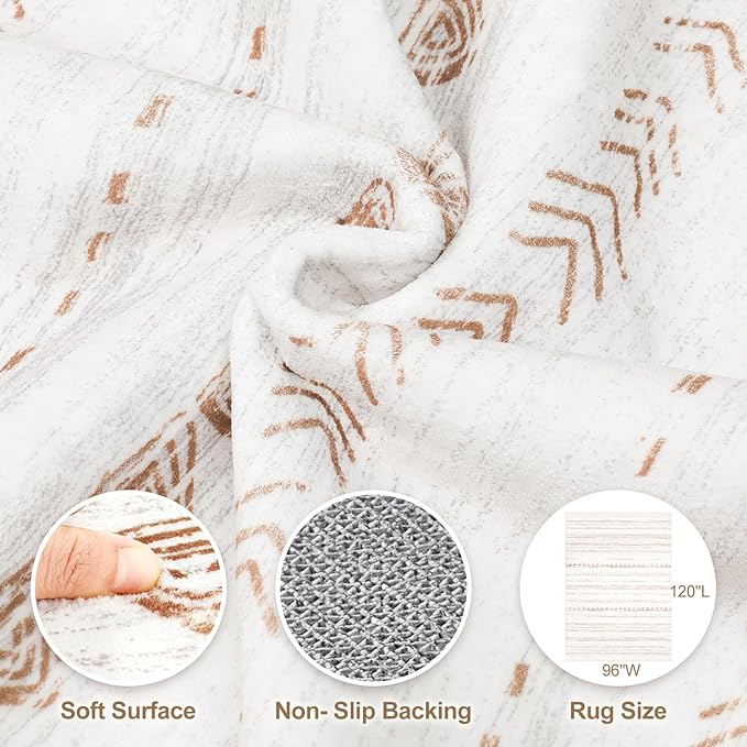 Nakagishi Area Rug Living Room Rugs: 8x10 Large Soft Machine Washable Boho - Image 3