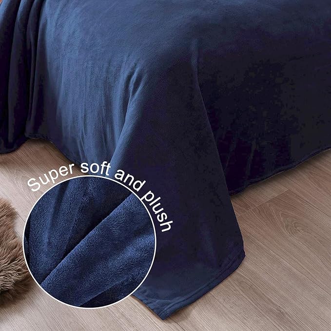 Exclusivo Mezcla Fleece Navy Blue Throw Blanket - Image 5