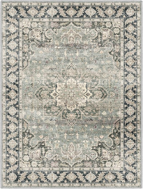 7X9 Area Rugs - 7X9 Washable Area Rug Indoor Vintage Rug Print Rug Low-Pile by PhonzenuoCarpet