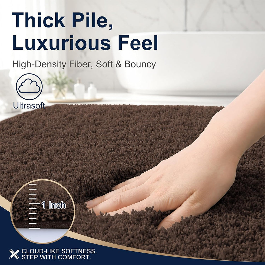 OLANLY Microfiber Bathroom Rugs 30x20, Ultra Soft Absorbent Bath Mat, Brown