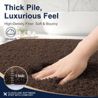 OLANLY Microfiber Bathroom Rugs 30x20, Ultra Soft Absorbent Bath Mat, Brown