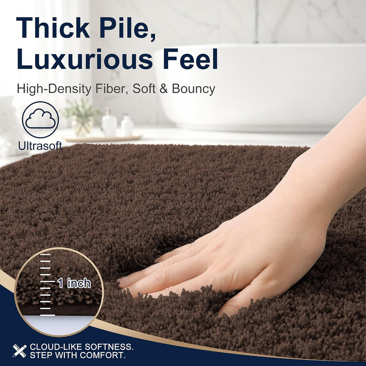 OLANLY Microfiber Bathroom Rugs 30x20, Ultra Soft Absorbent Bath Mat, Brown