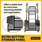 Garden Tool Organizer with Lockable Wheels, Heavy Duty 3-Tier Yard Tower Tool Rack for Garage, Holds Up to 35 Long-Handled Tools, Garden Tool Cart with 12 Hooks for Tool Organization Storage