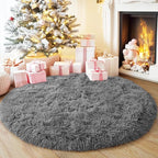 3'x3' Grey Round Rug for Bedroom, Ultra Soft Fluffy Circle Rug for Kids Girls - Image 7