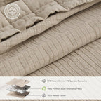 EVERGRACEHOME Stonewashed Cotton Quilt Set, King Size, Flax Beige