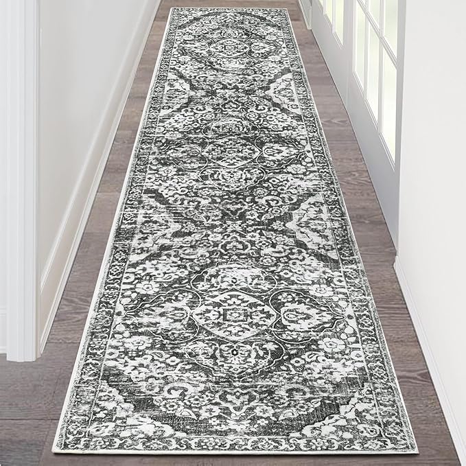 HEBE Hallway Runner Rug 2'x8' Washable Vintage Distressed Area Rugs Non Slip by HEBE