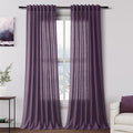 Extra Long Plum Linen Curtains 120 Inch by Nanspring