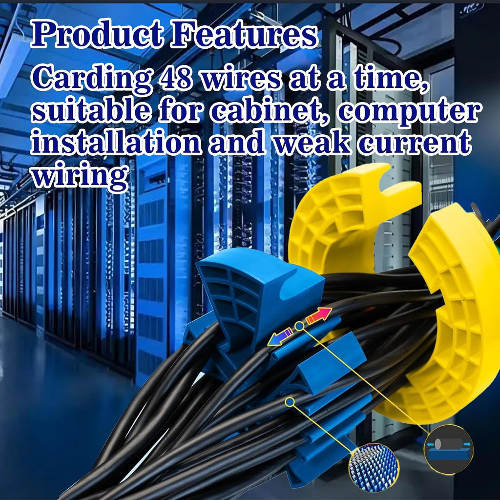 Wire Comb for Network Ethernet Cable Management Organizer Tool with Cat5 Cat6 Wire Straightener Low Voltage PSU Organizing Tool (2 Pack Yellow Blue)