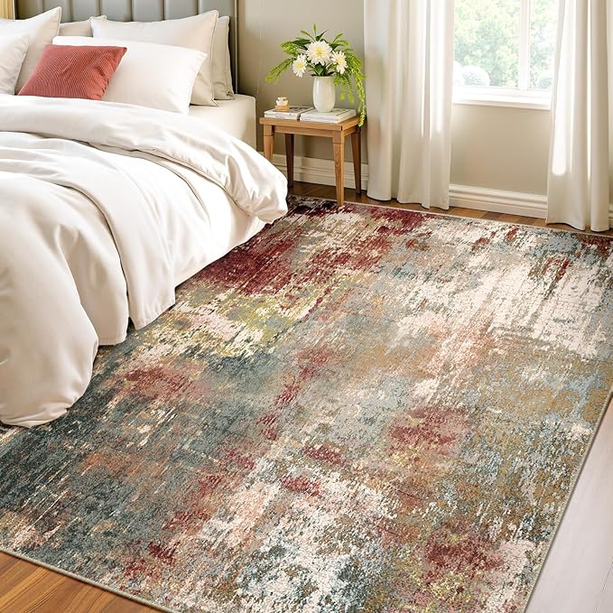 Washable Area Rugs 4'x6' Non-Slip Modern Abstract Soft - Image 3