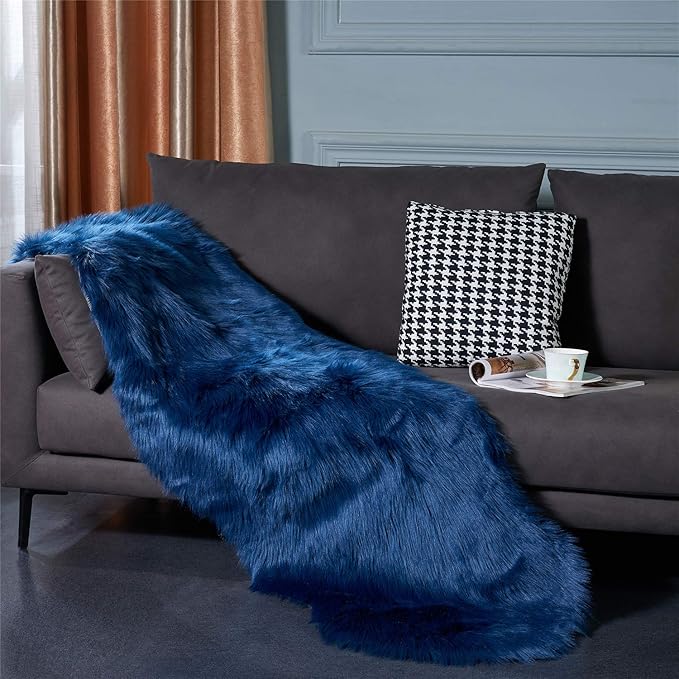 EasyJoy Ultra Soft Fluffy Shaggy Area Rug Faux Fur Rug Chair Cover Seat Pad - Image 2