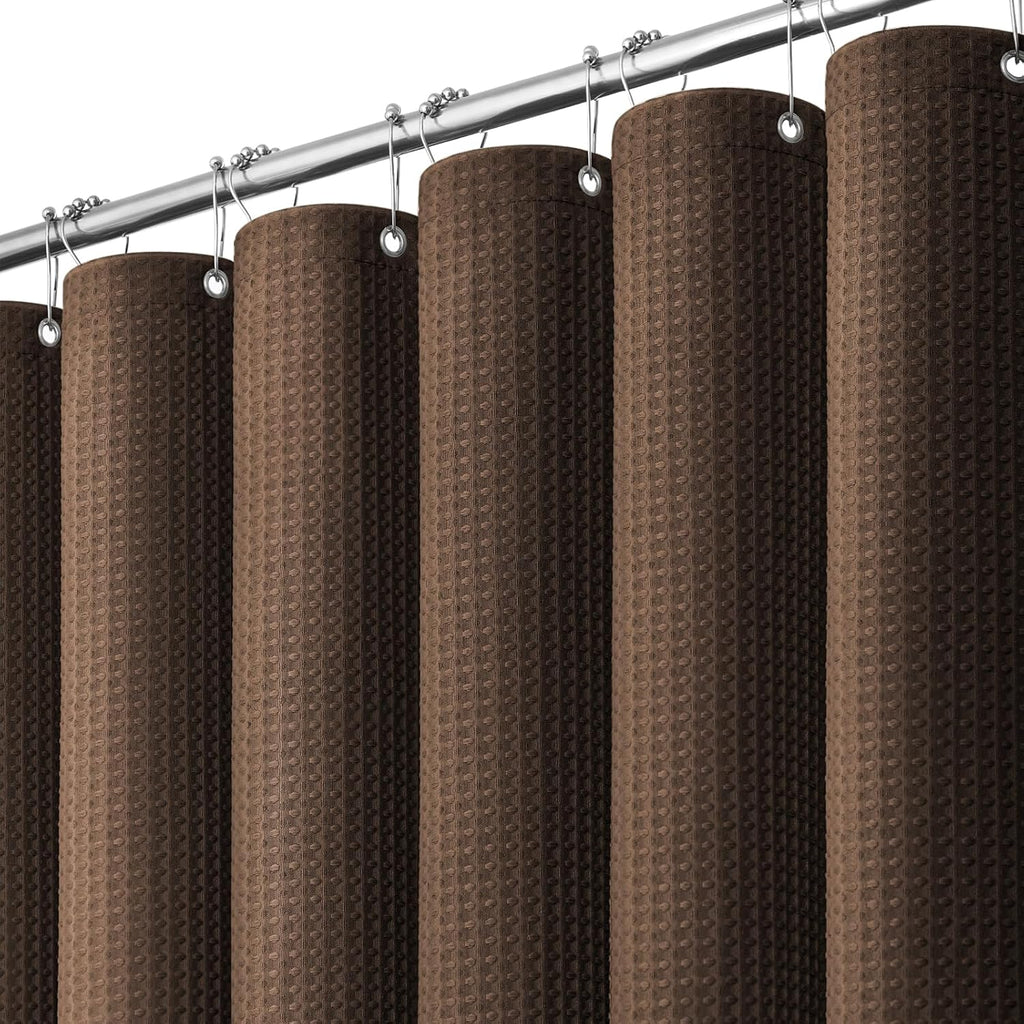 Dynamene Waffle Shower Curtain 256 GSM Heavy Duty Fabric 72"x72" Brown