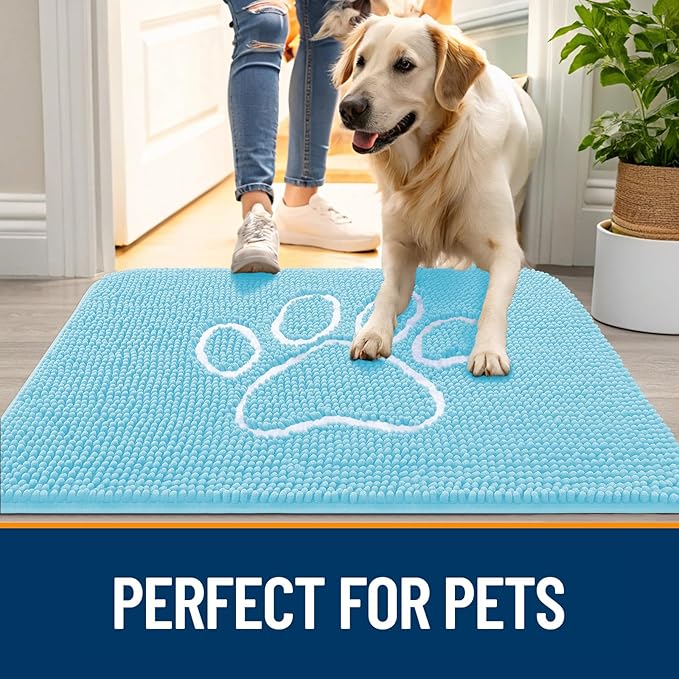 OLANLY Dog Door Mat for Muddy Paws 36x24, Paw Print Design, Absorbs Moisture - Image 6