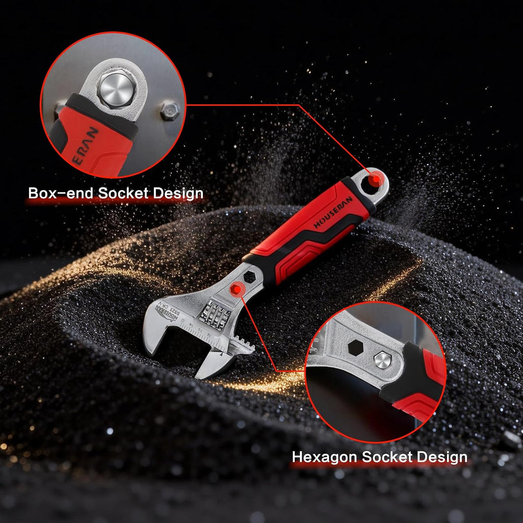 8 Inch CR-V Adjustable Wrench, Crescent Wrench with Non-Slip Grip