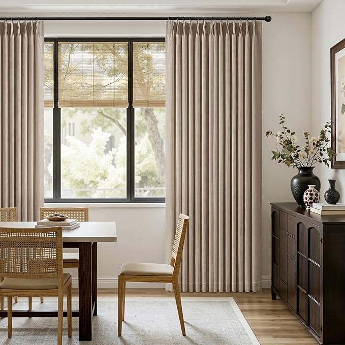 MIULEE Pinch Pleated Thick Linen Curtains 102 Inches Long 2 Panels - Image 5