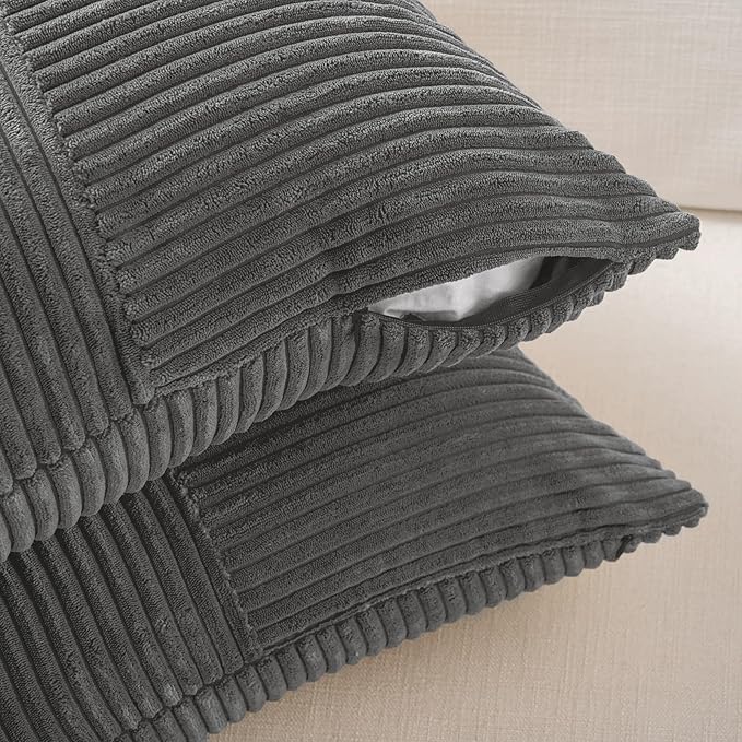 Fancy Homi 2 Packs Dark Gray Lumbar Decorative Throw Pillow Covers 14x22 Inch - Image 4