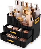 Large Makeup Organizer for Vanity, Bathroom Countertop, Black